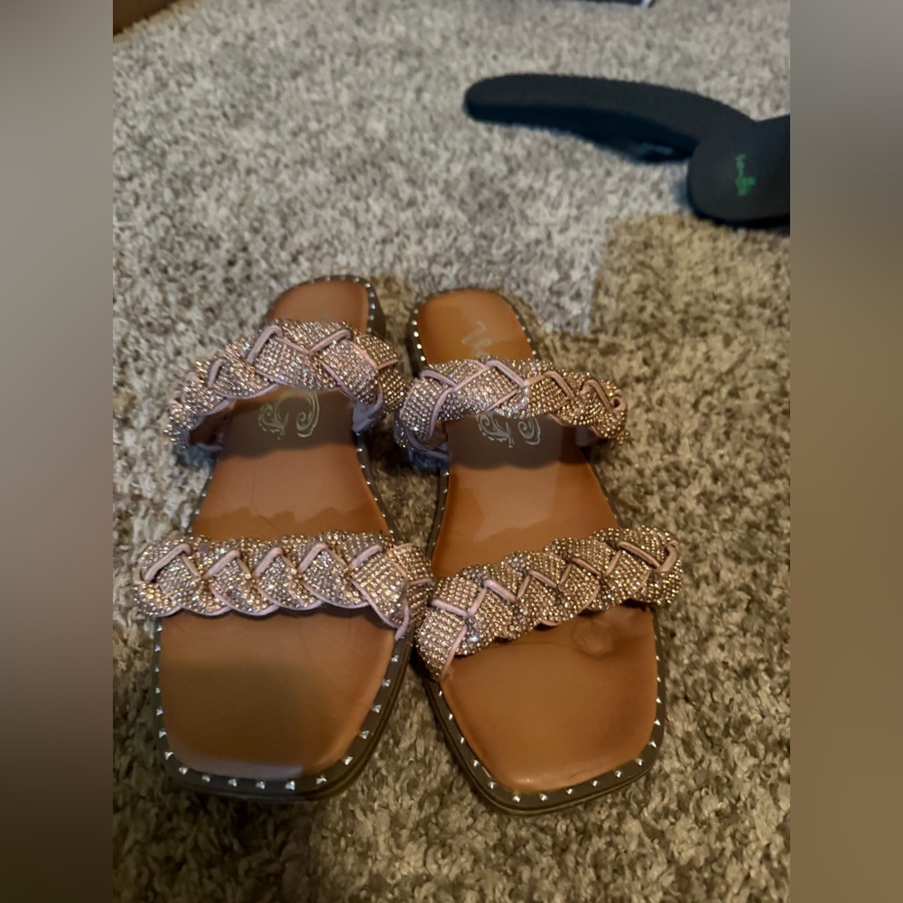 Very G Beaded Sandals - Rose Gold